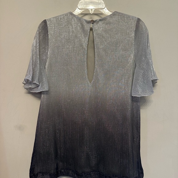 Show Me Your MuMu Shimmering Silver Ombré Blouse Size Small - Picture 3 of 5